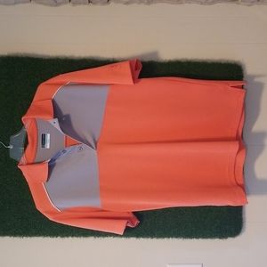 PGA TOUR Airflux Mens golf shirt, Orange/Gray, Size M